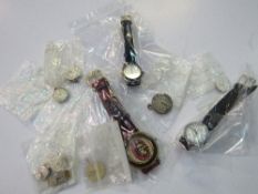 A bag of watches, some working & watch parts: Rolex & Swiss made. Estimate £10-15.