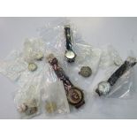 A bag of watches, some working & watch parts: Rolex & Swiss made. Estimate £10-15.