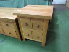 Light oak small 2 drawer chest, 50cms x 50cms x 58cms. Estimate £20-40.