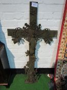 Cast iron ornate crucifix, height 111cms, width 59cms. Estimate £50-70.