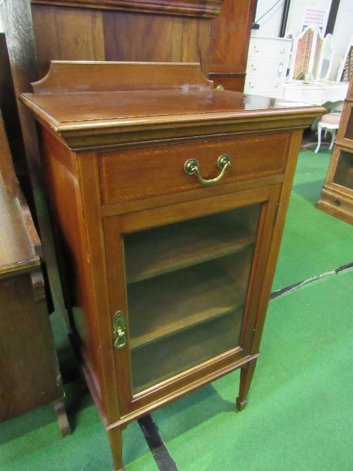 Mahogany music cabinet with glazed door to 3 interior shelves & drawer above, 103cms x 53cms x - Image 2 of 2