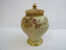 Large flower decorated pot pourri.  Estimate £140-150.