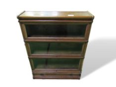 Oak Globe Wernicke-style book cabinet with 3 shelves & drawer to base, 115cms x 87cms x 27cms.