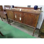 Mahogany sideboard on tapered legs with 2 central drawers, flanked by cupboards, 152cms x 51cms x