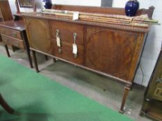 Mahogany sideboard on tapered legs with 2 central drawers, flanked by cupboards, 152cms x 51cms x