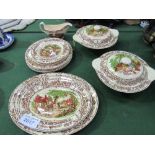 Qty of Clarice Cliff rural scenes dinner ware including 2 tureens with lid. Estimate £50-60.