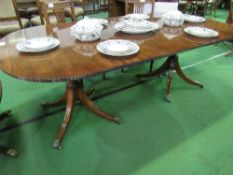 Mahogany D-end dining table with leaf. Estimate £50-80.