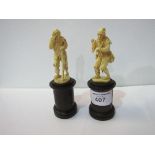 2 carved bone figurines. Estimate £30-50.