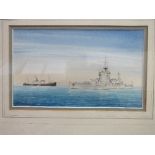 3 framed & glazed watercolours of ships, signed Colin H Baxter & 2 framed & glazed watercolours of