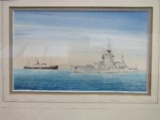 3 framed & glazed watercolours of ships, signed Colin H Baxter & 2 framed & glazed watercolours of