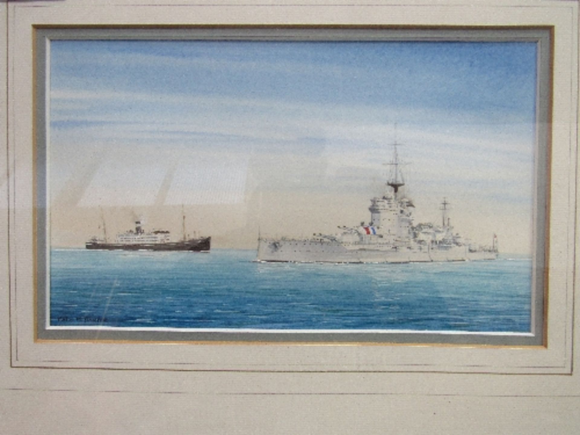 3 framed & glazed watercolours of ships, signed Colin H Baxter & 2 framed & glazed watercolours of