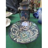 Pair of middle Eastern vases & a ceramic bowl with Arabic script. Estimate £22-28.