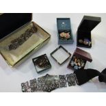 Qty of costume jewellery & a silver plated belt buckle