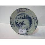 18th century Delft plate. Estimate £80-100.