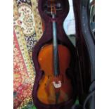 3/4 cello by Gear 4 with fitted case & bow, good condition. Estimate £50-60.