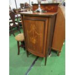 Edwardian inlaid mahogany music cabinet, 53cms x 41cms x 111cms. Estimate £20-30.