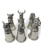 6 Gucci silver plated hunting cups. Estimate £650-700.