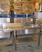 1 x Stainless Steel Sink Unit - Dimensions: 150 x 70 x 98cm - Ref: MC135 - CL282 - Location: Bolton