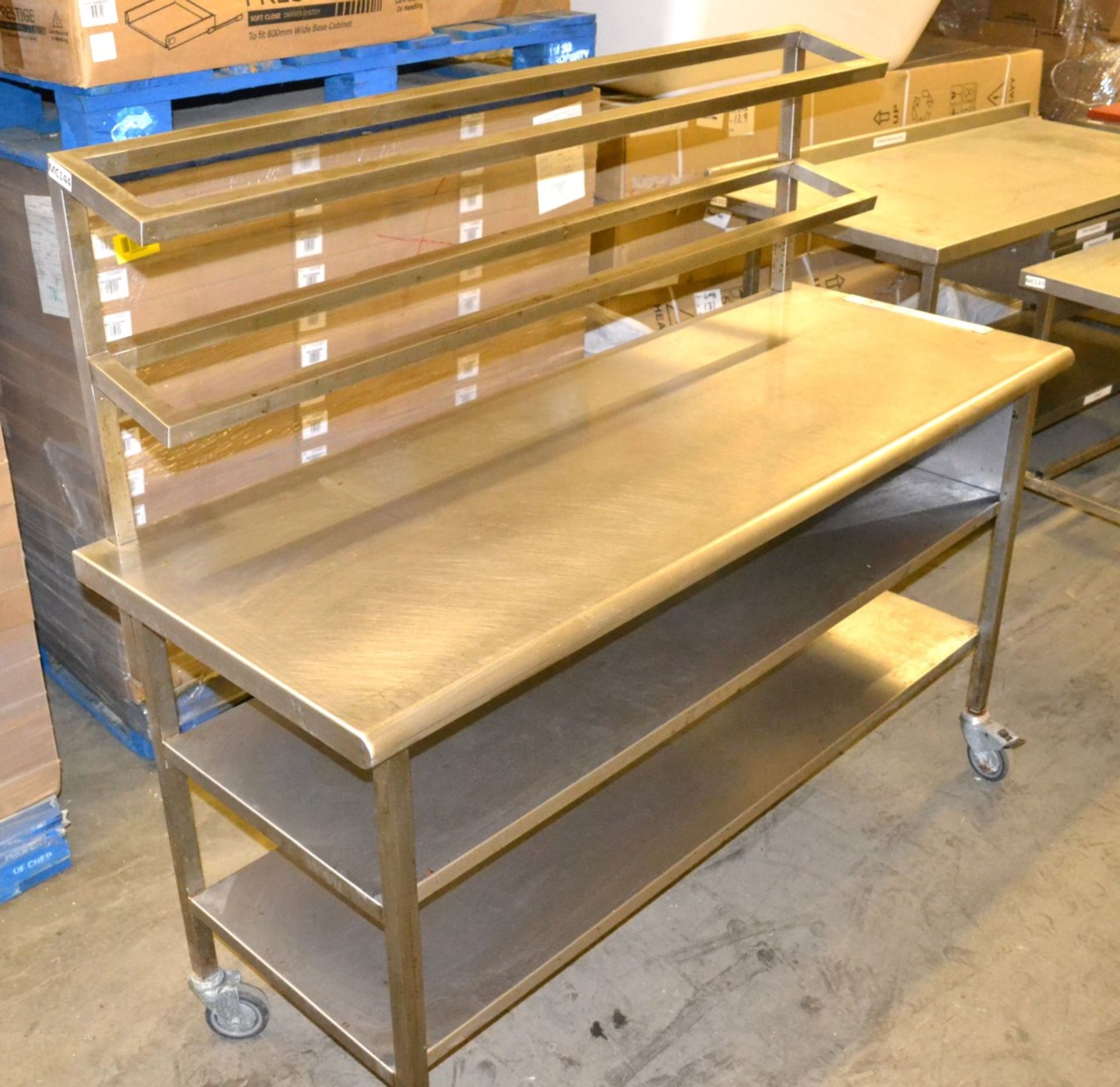1 x Wheeled Stainless Steel Sandwich Preparation Table - Dimensions: 160 x 60 x 137.5cm - Ref: MC144 - Image 5 of 5