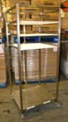 1 x Wheeled Stainless Steel Rack With 3 x White Wire Rack Shelves - Dimensions: 74.5 x 70 x 185cm -