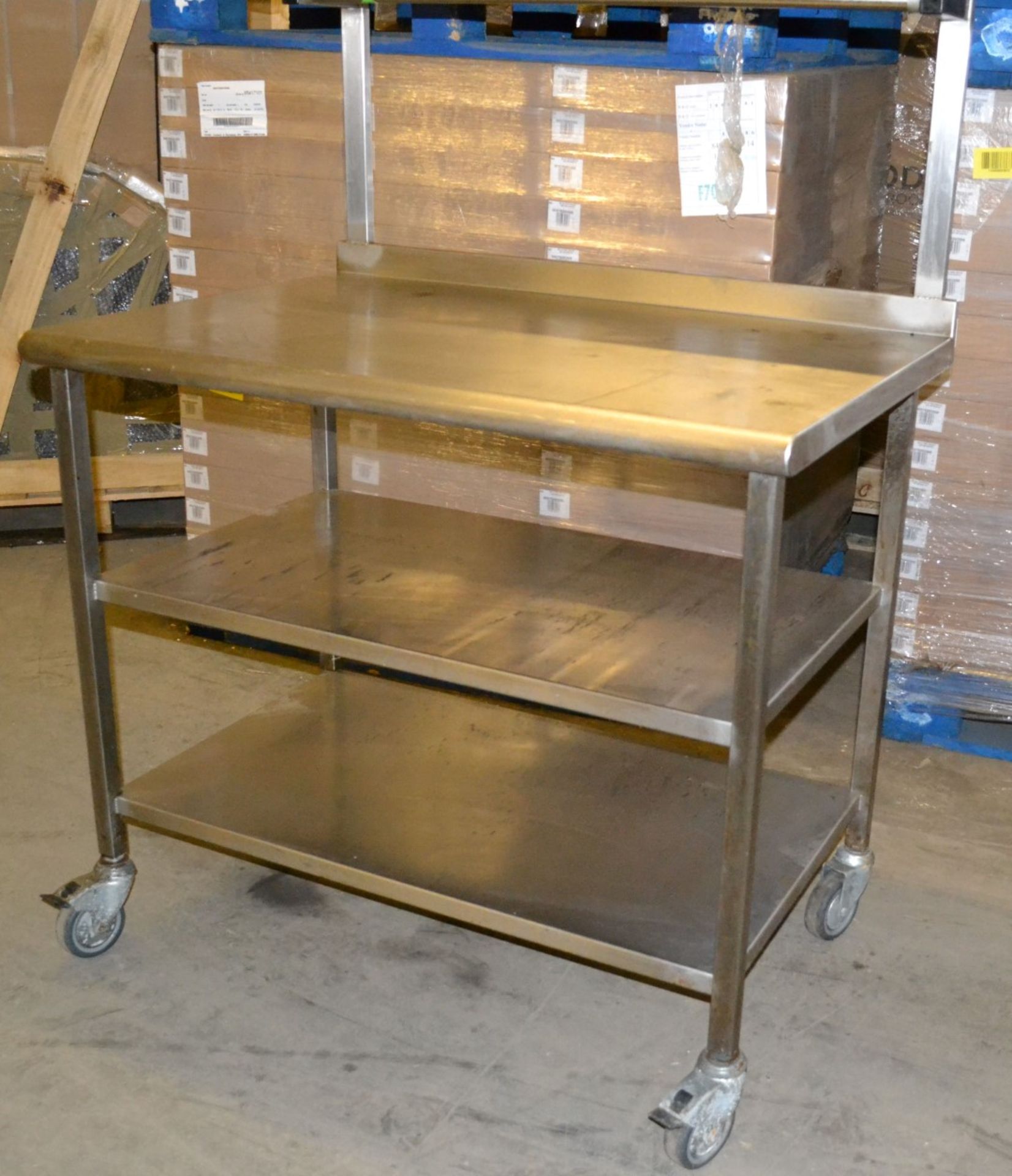 1 x Wheeled Stainless Steel Prep Table - Dimensions: 100 x 69.5 x 148cm - Ref: MC120 - CL282 - Locat - Image 8 of 11