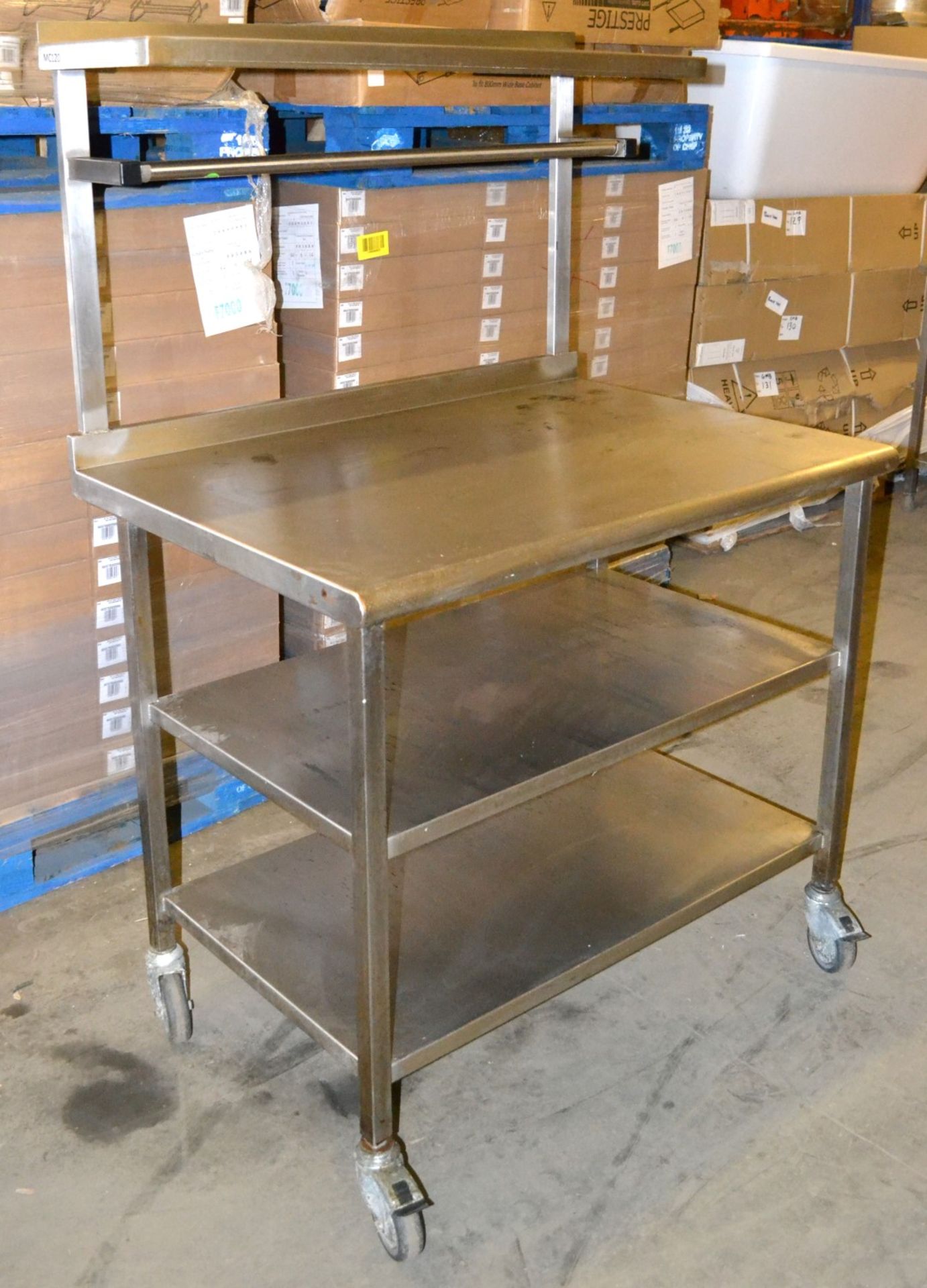 1 x Wheeled Stainless Steel Prep Table - Dimensions: 100 x 69.5 x 148cm - Ref: MC120 - CL282 - Locat - Image 10 of 11