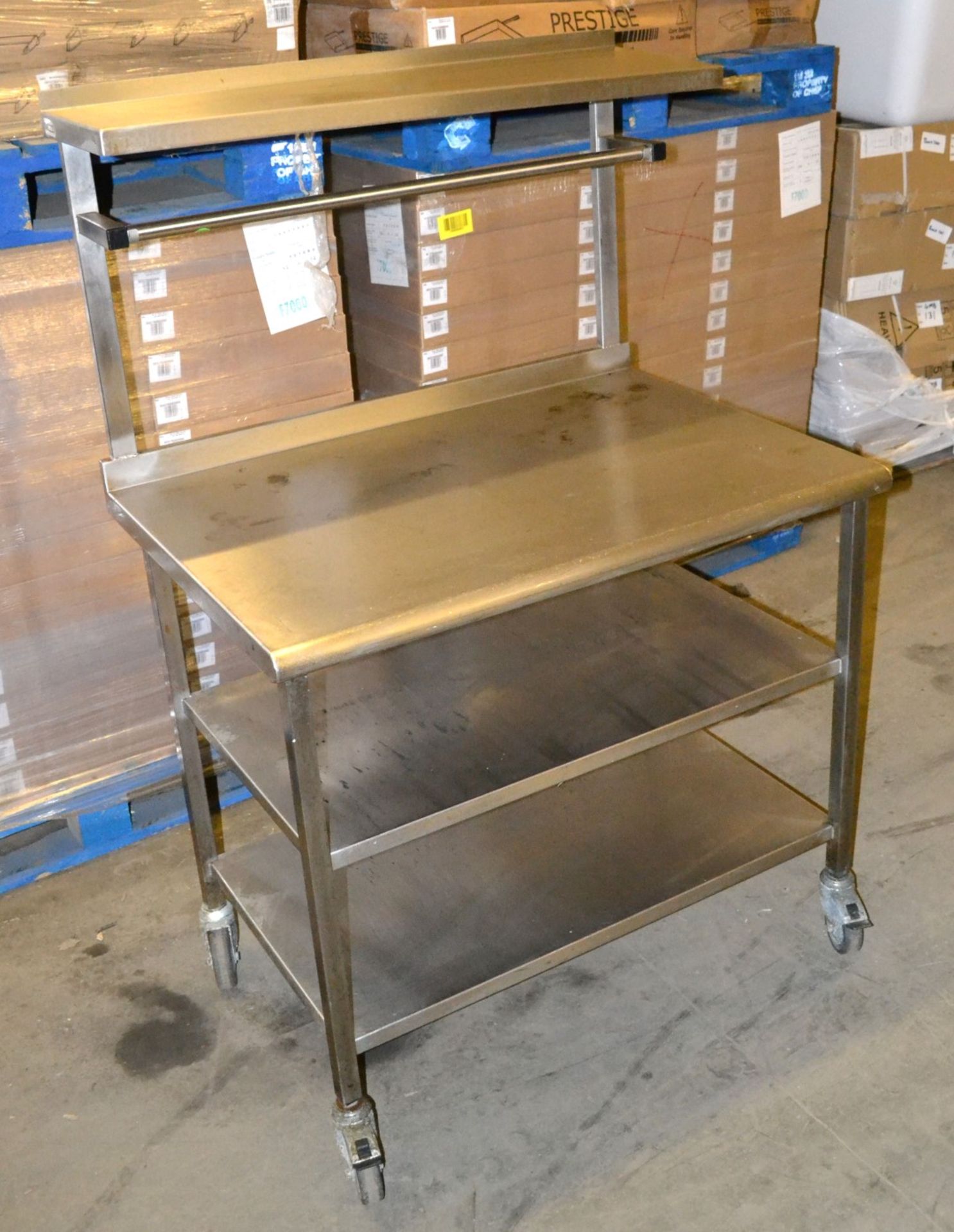 1 x Wheeled Stainless Steel Prep Table - Dimensions: 100 x 69.5 x 148cm - Ref: MC120 - CL282 - Locat - Image 3 of 11
