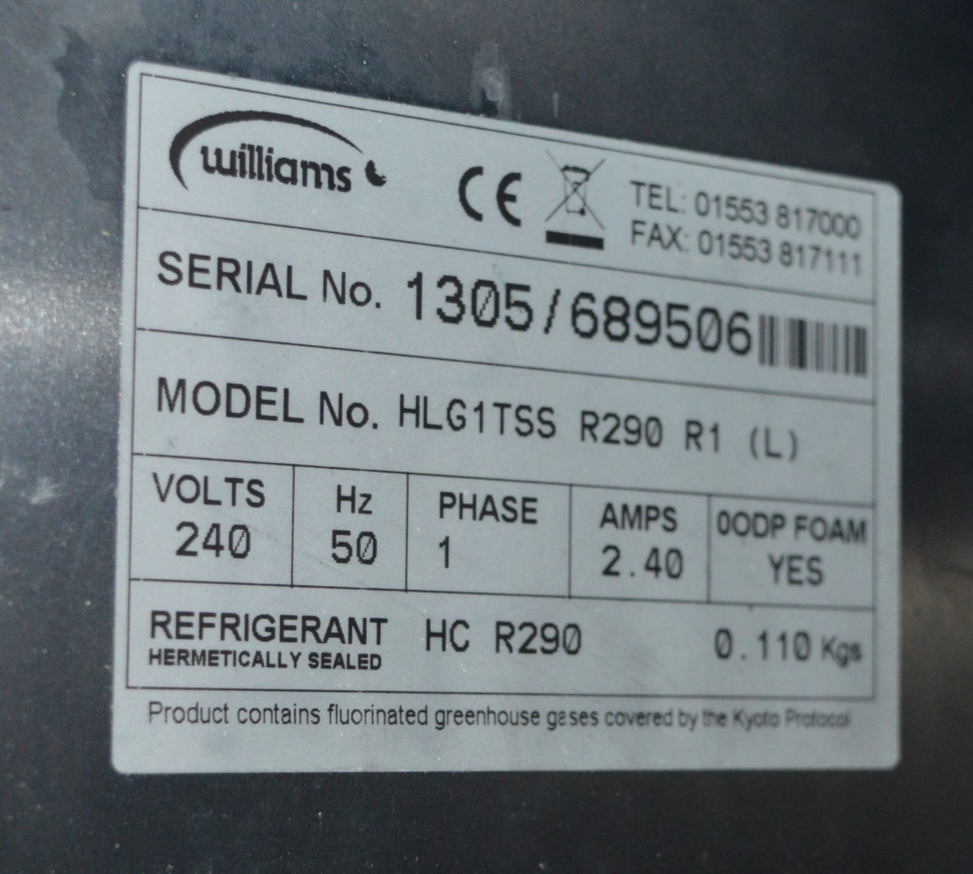 1 x Williams Garnet Two Door Hydrocarbon Duel Temp Refrigerator / Freezer - Model HLG1TSS R290 - Image 9 of 17