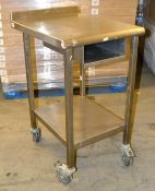 1 x Stainless Steel Wheeled Prep Table - Dimensions: 48.5 x 65 x 90cm - Ref: MC145 - CL282 - Locatio