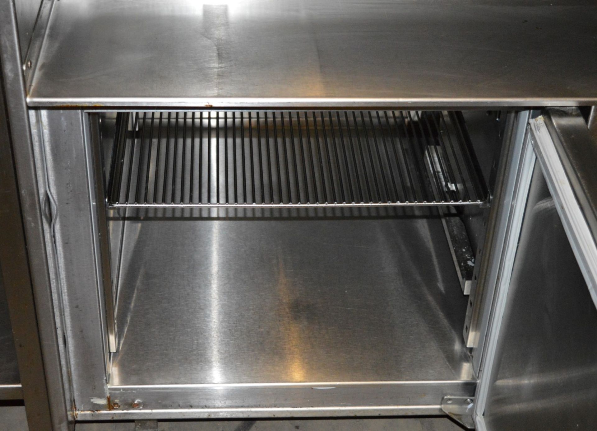 1 x Franke Stainless Steel Prep Table With Single Door Chiller, Fan Cooled Saladette, Wells SS206 - Image 8 of 12