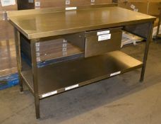 1 x Large Stainless Steel Prep Bench With Drawer - Dimensions: 150 x 70 x 91cm - Ref: MC121 - CL282