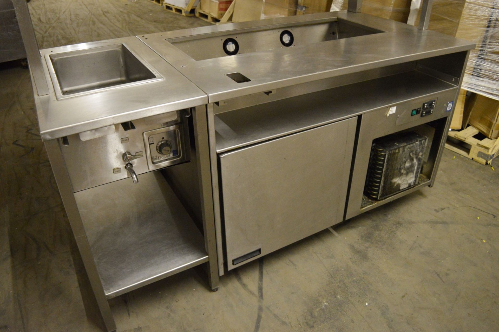 1 x Franke Stainless Steel Prep Table With Single Door Chiller, Fan Cooled Saladette, Wells SS206 - Image 6 of 12