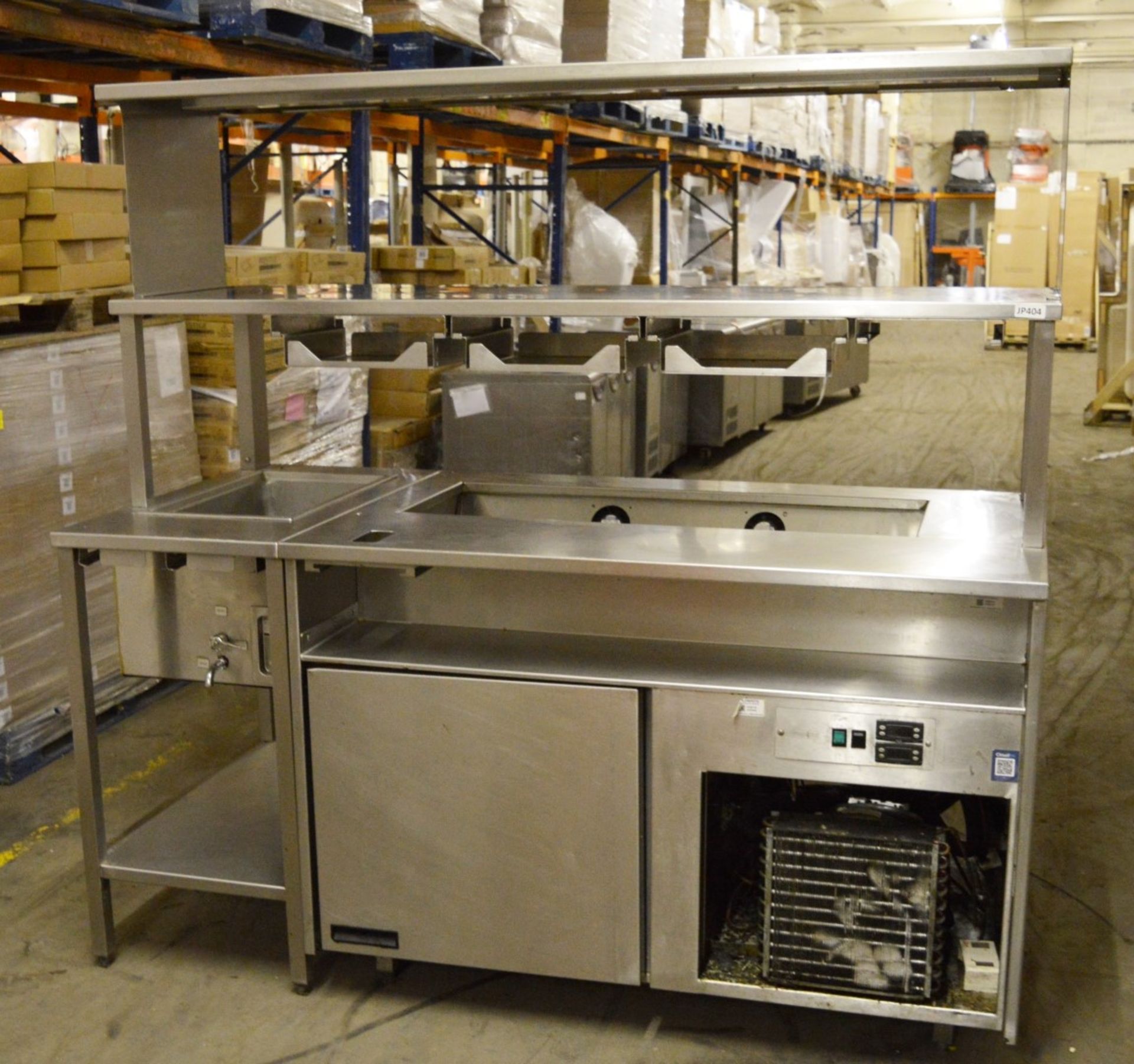 1 x Franke Stainless Steel Prep Table With Single Door Chiller, Fan Cooled Saladette, Wells SS206