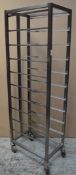 1 x Stainless Steel 10 Tier Pan and Tray Rack - CL232 - H179 x W39 x D65.5 cms - Ref JP246 -