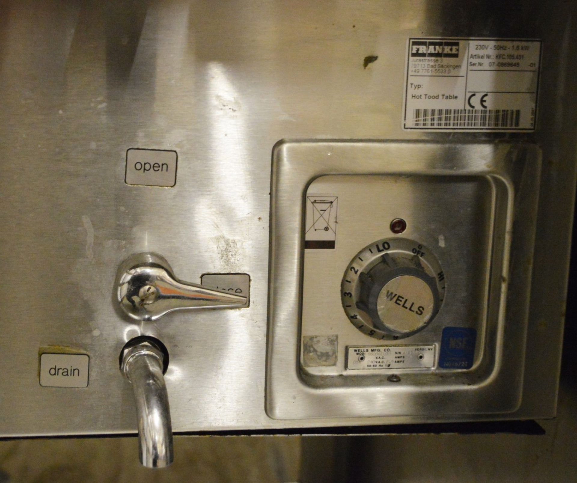 1 x Franke Stainless Steel Prep Table With Single Door Chiller, Fan Cooled Saladette, Wells SS206 - Image 5 of 12