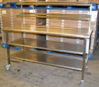 1 x Wheeled Stainless Steel Sandwich Preparation Table - Dimensions: 160 x 60 x 137.5cm - Ref: MC144