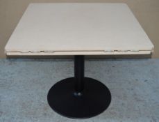 1 x Round to Square Dining Table - Square Dining Table With Folding Round Drop Leaf Ends and