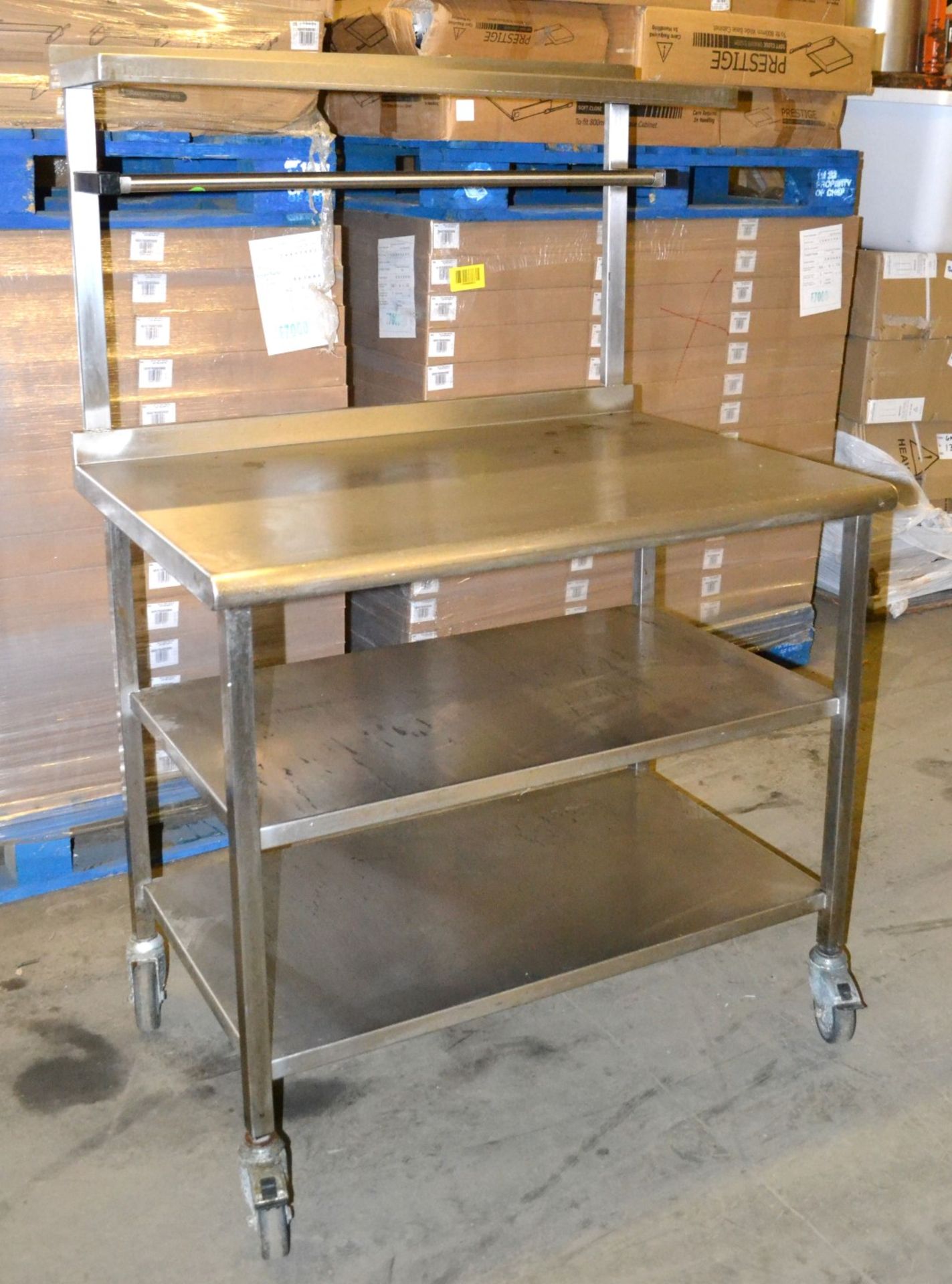 1 x Wheeled Stainless Steel Prep Table - Dimensions: 100 x 69.5 x 148cm - Ref: MC120 - CL282 - Locat