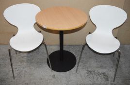 1 x Canteen Table and Chair Set - Includes Single Pedestal Table With Beech Top and Four Matching