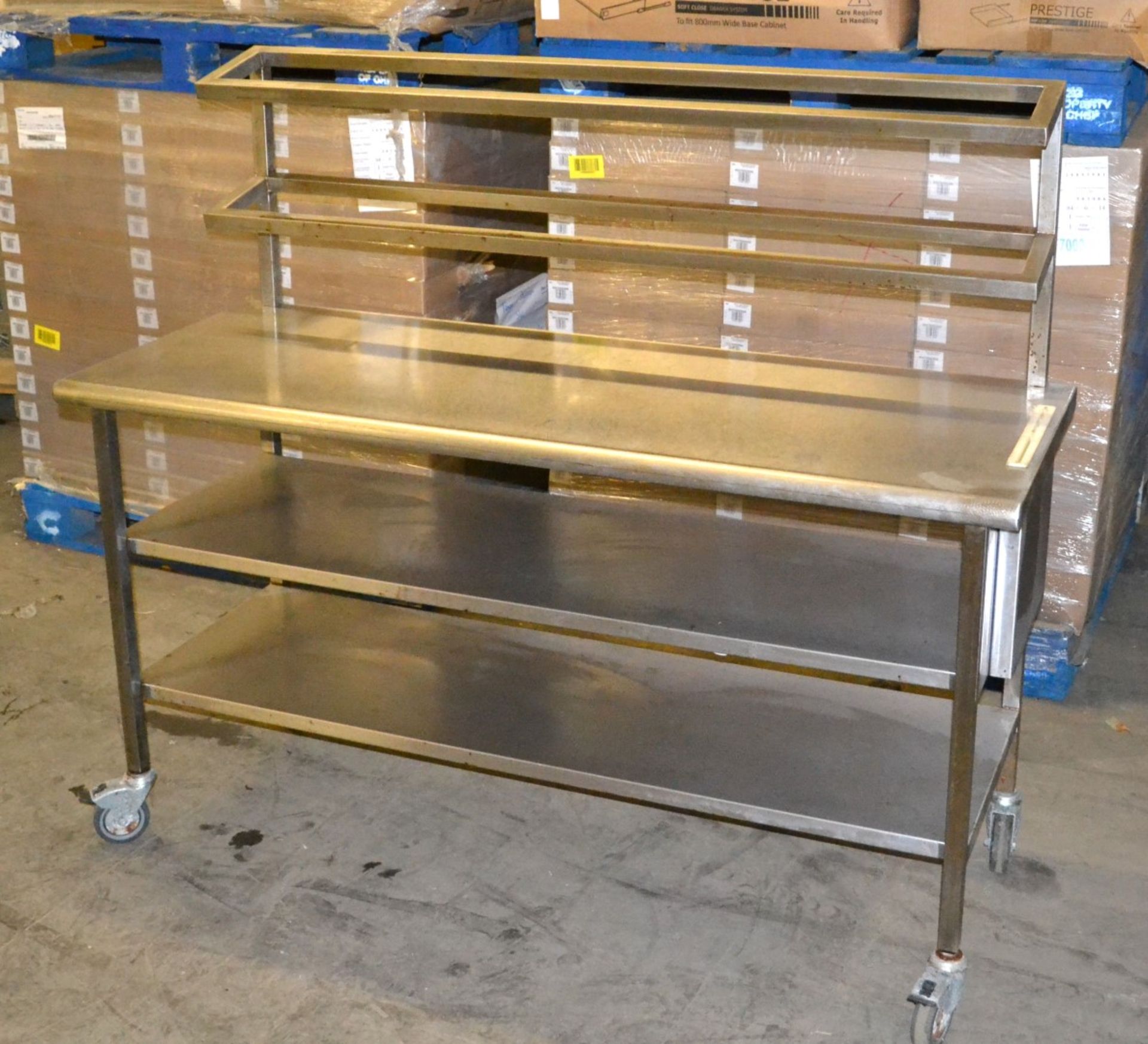 1 x Wheeled Stainless Steel Sandwich Preparation Table - Dimensions: 160 x 60 x 137.5cm - Ref: MC144 - Image 3 of 5
