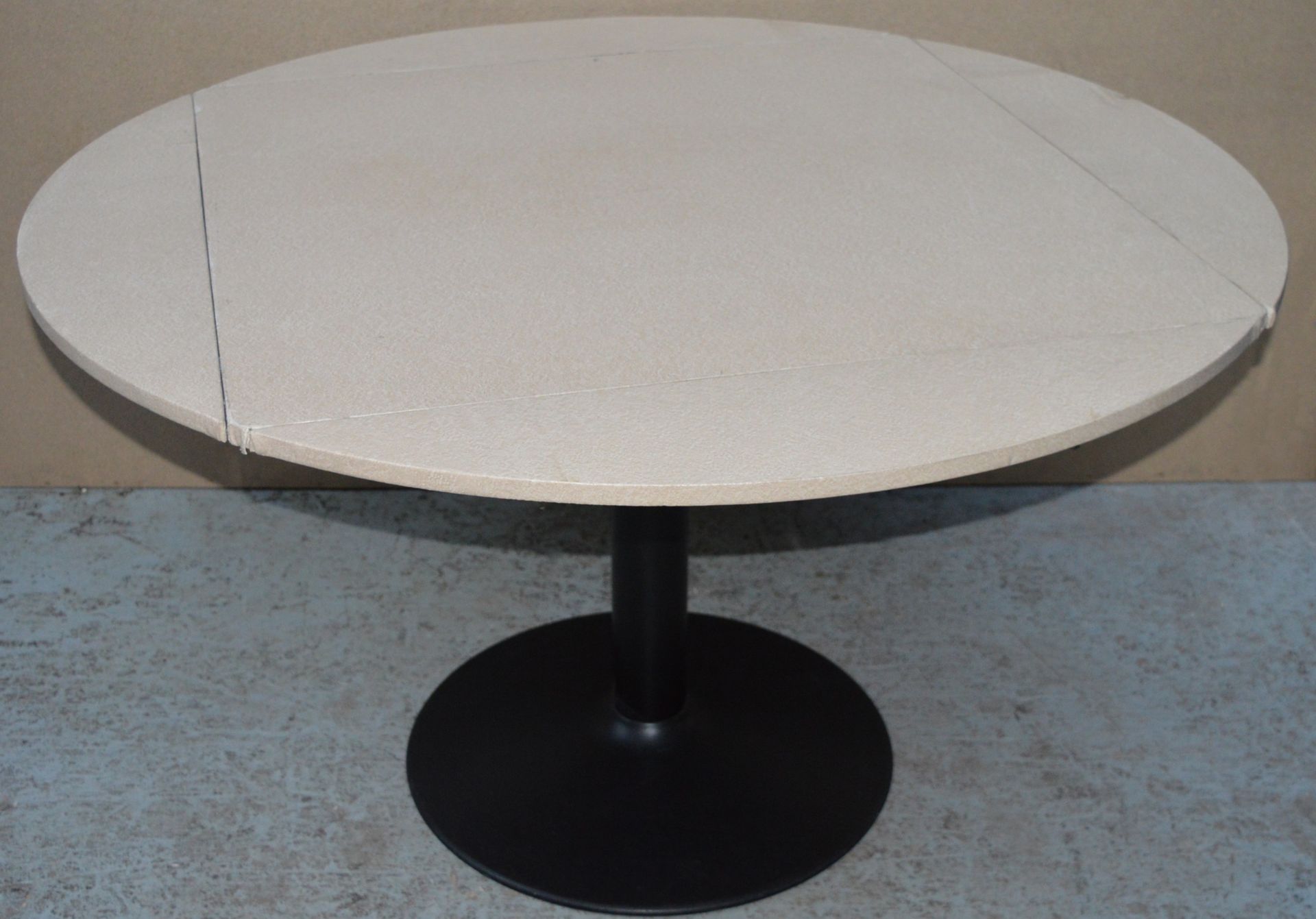 4 x Round to Square Dining Tables - Square Dining Table With Folding Round Drop Leaf Ends and Pillar - Image 5 of 9