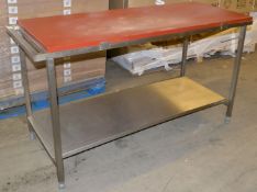 1 x Poly Topped Stainless Steel Prep Table - Dimensions: 153.5 x 61 x 86.5cm - Ref: MC119 - CL282 -