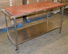 1 x Poly Topped Butchers / Cutting Table By Metal Craft Industries - Dimensions: 153.5 x 61 x 86cm -
