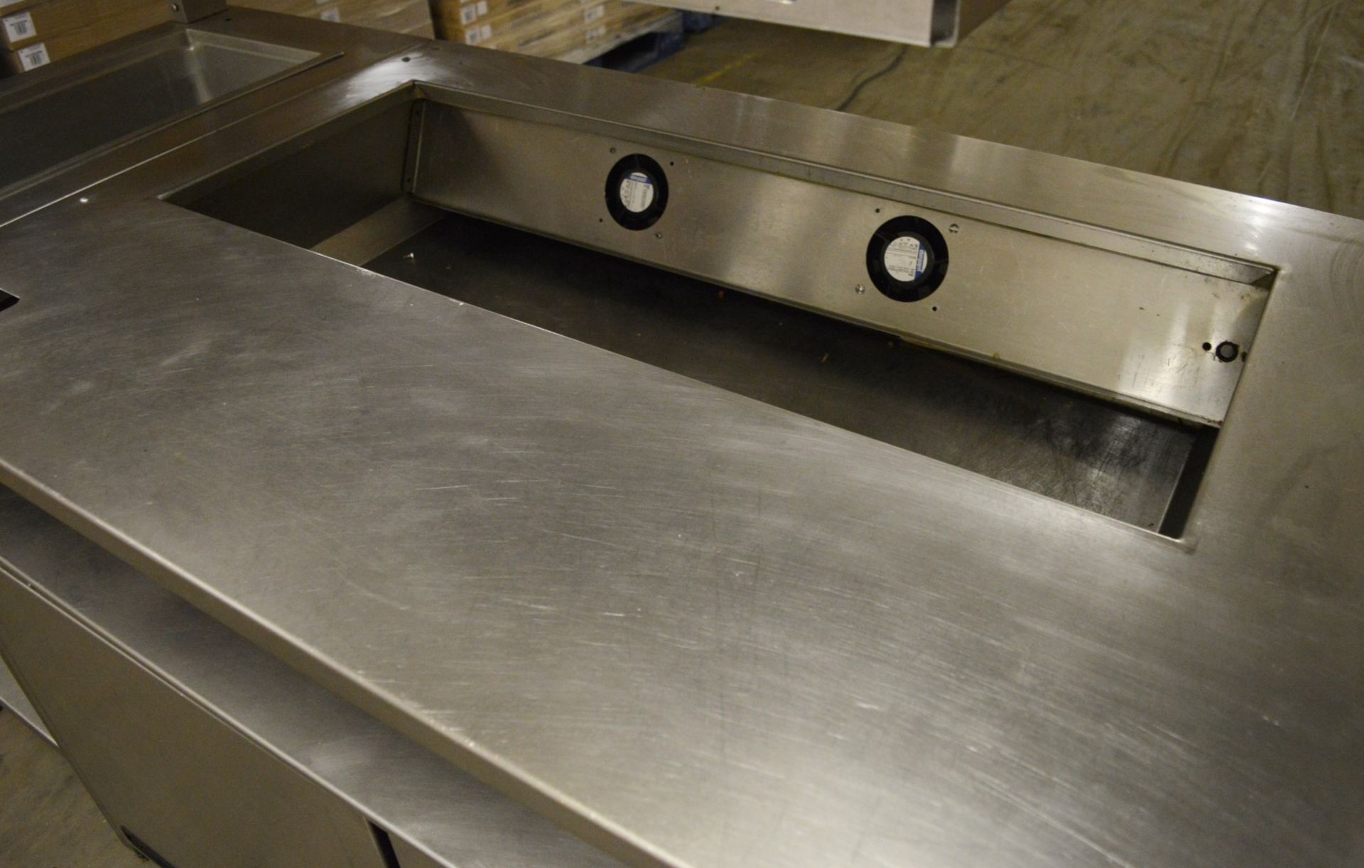 1 x Franke Stainless Steel Prep Table With Single Door Chiller, Fan Cooled Saladette, Wells SS206 - Image 3 of 12