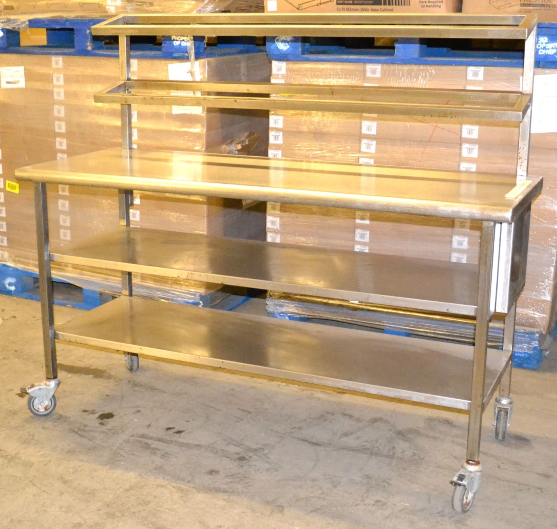 1 x Wheeled Stainless Steel Sandwich Preparation Table - Dimensions: 160 x 60 x 137.5cm - Ref: MC144 - Image 2 of 5