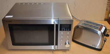 1 x Sharp R28STM 800w Microwave Oven With Stainless Steel Finish and 1 x Russel Hobbs Two Slice