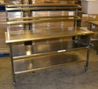 1 x Wheeled Stainless Steel Sandwich Preparation Table - Dimensions: 160 x 60 x 137.5cm - Ref: MC146
