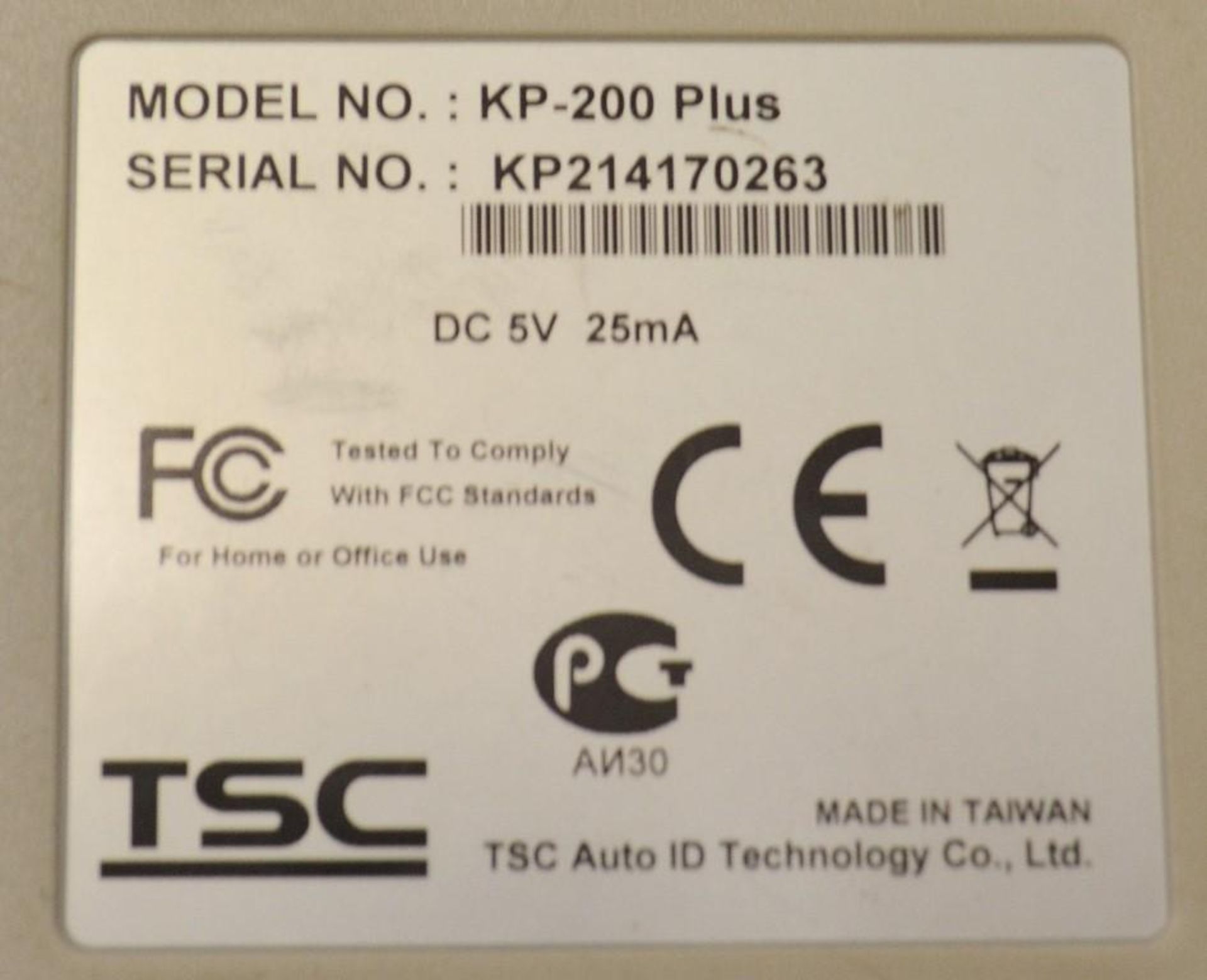 1 x TSC Thermal Desktop Label / Sticker Printer (Model: TTP-225) - Includes Keyboard - Recently Remo - Image 3 of 6