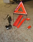 Assortment of Auto Items Including 3 x Foldable Warning Triangles And A Jack - CL007 - Location: