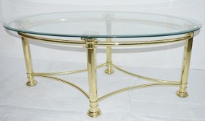 1 x Chelsom “Roman” Bright Brass Oblong Coffee Table (FR 1353) - Dimensions: L115cm x W60cm x